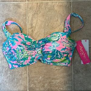 NWT Lilly Pulitzer Drea Swim Bikini Top in Mandevilla Baby Nip Nautic 34DD